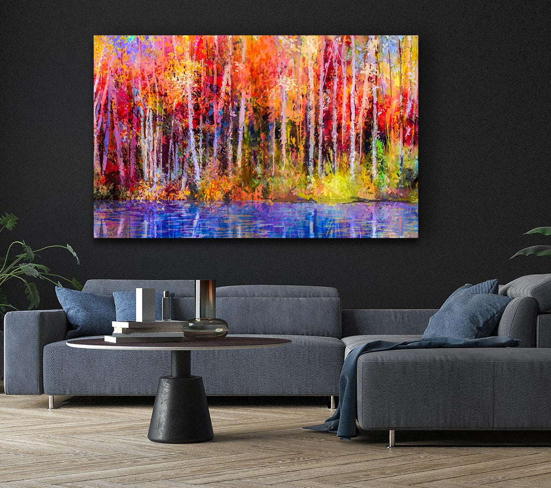  A Canvas Print of Abstract forest colour strokes Canvas Wall Art