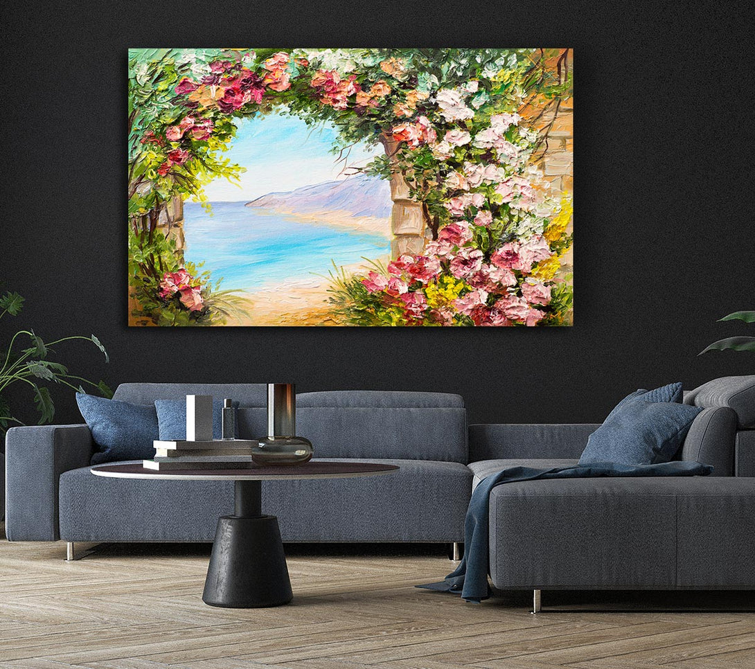  A Canvas Print of Floral View Of The Cove Watercolour Canvas Art