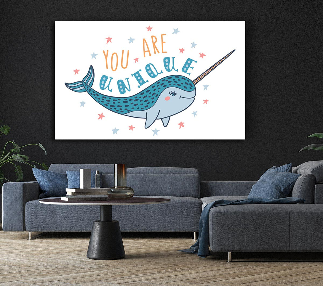  A Canvas Print of You Are Unique Narwhal Canvas Art