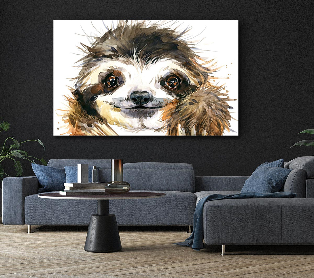 A Canvas Print of Water Colour Sloth Canvas Wall Art