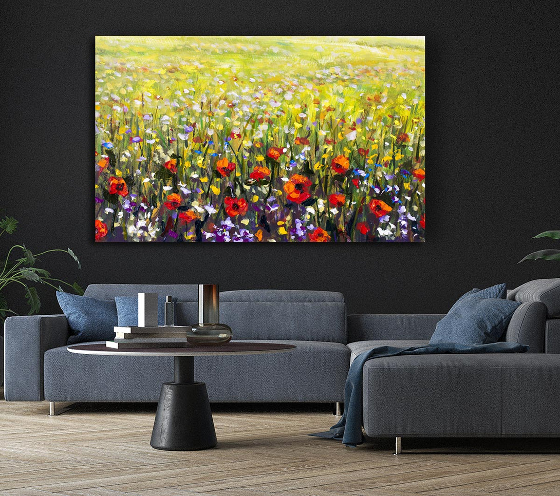  A Canvas Print of Poppy Field In The Summer Canvas Wall Art