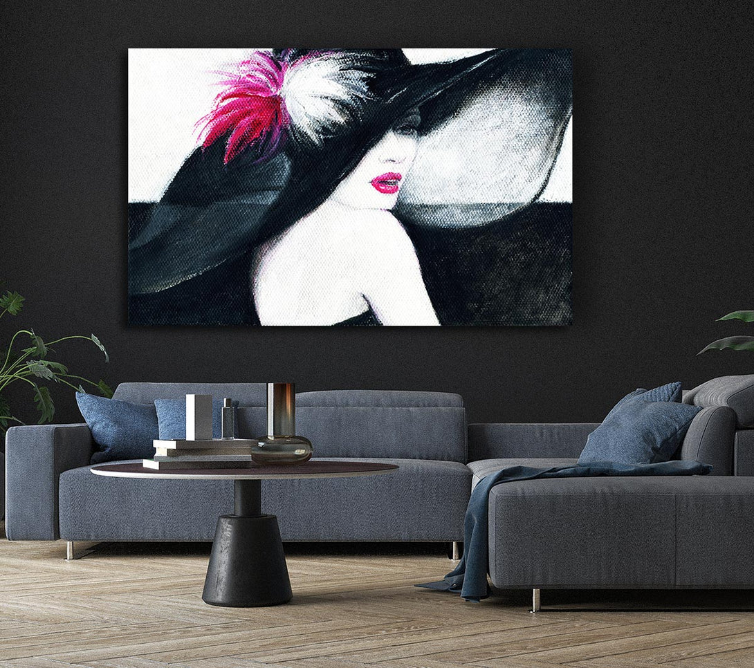  A Canvas Print of Woman In Black Hat Canvas Print