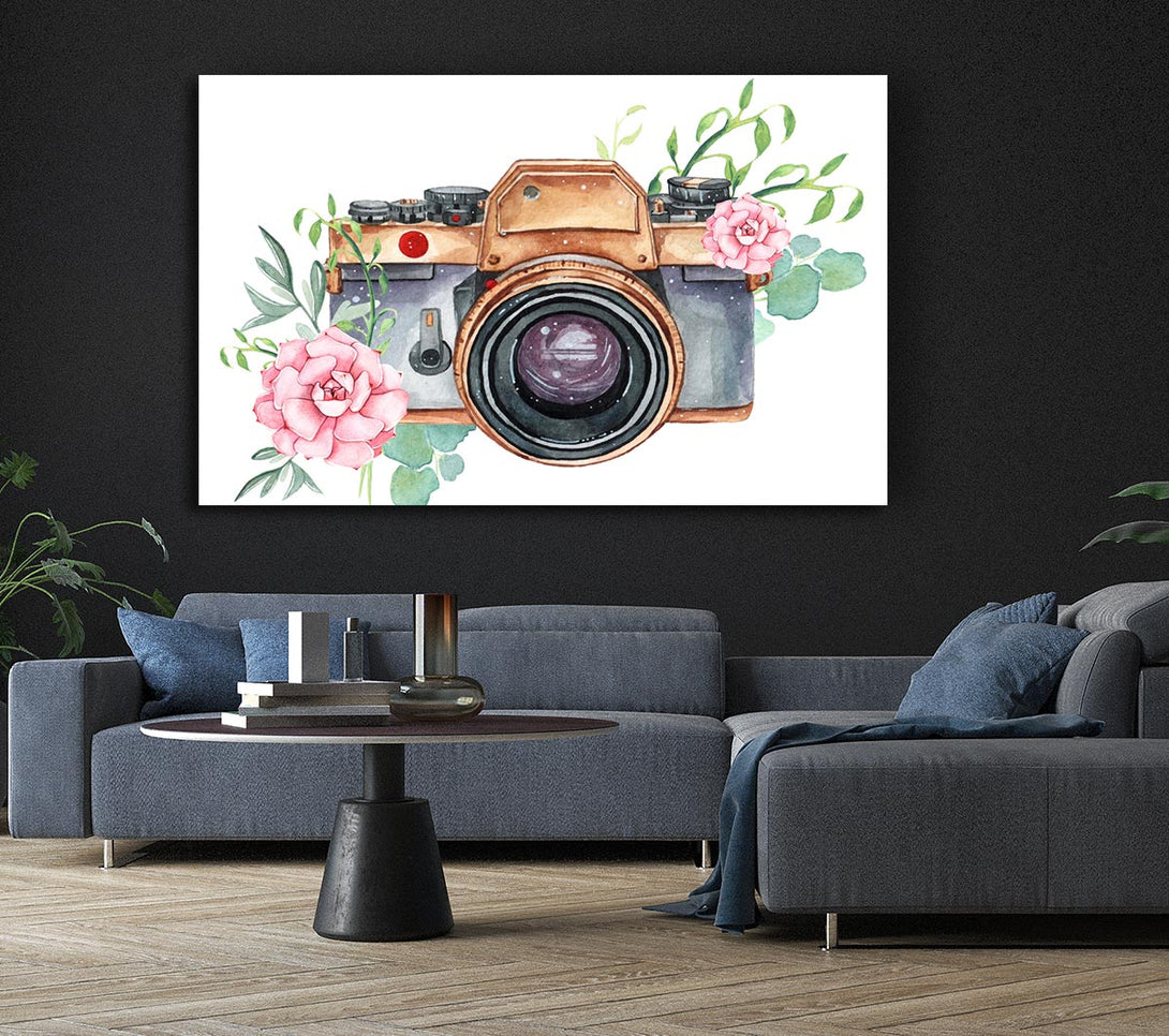 A Canvas Print of Vintage Camera Floral Canvas Art