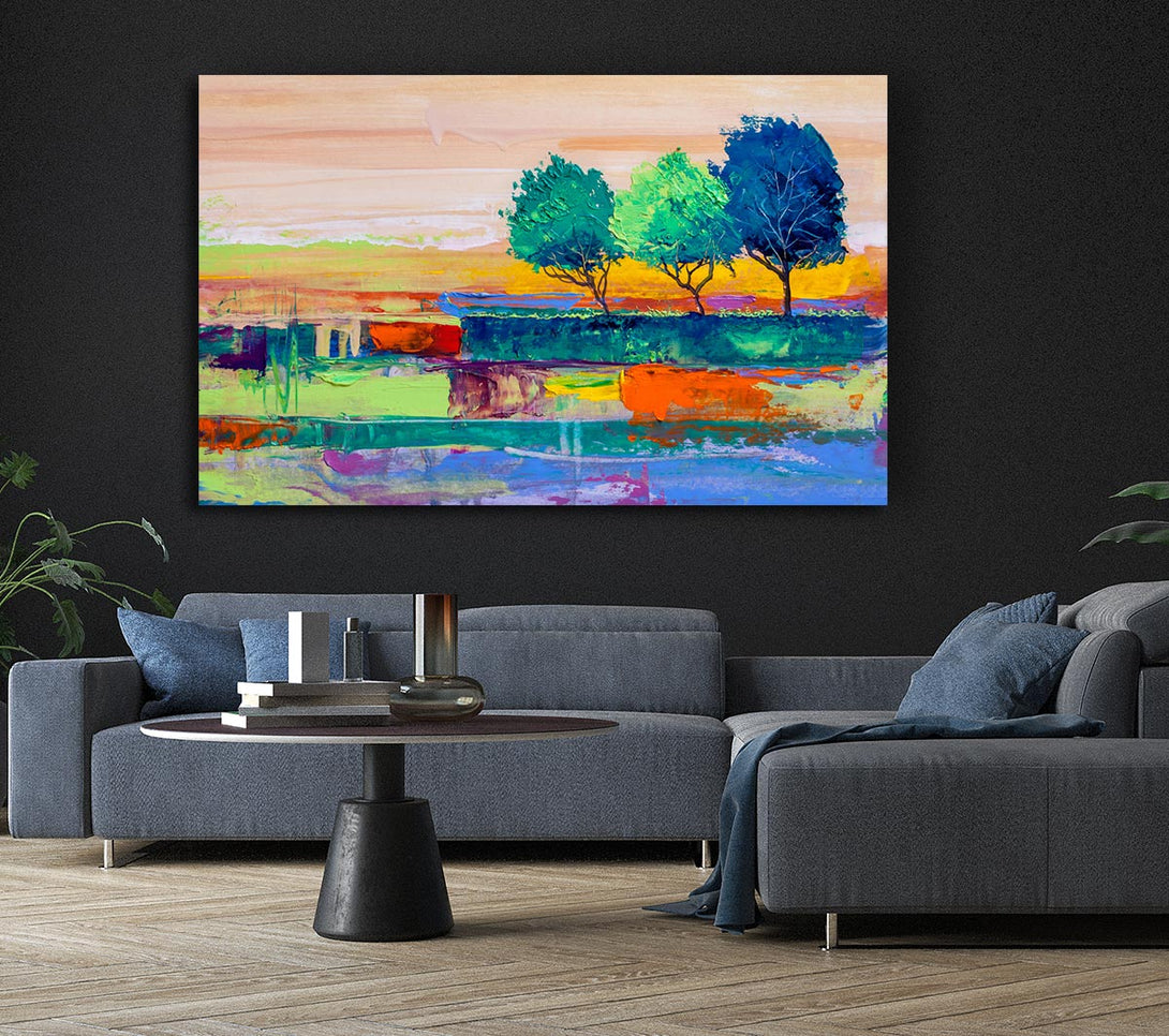  A Canvas Print of Three Trees In The Wind Canvas Wall Art