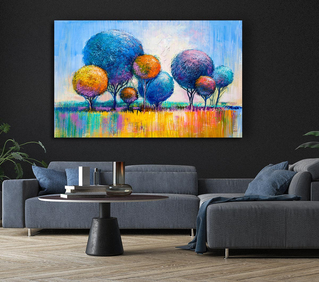Picture of Circular Trees In The Meadow Canvas Print Wall Art