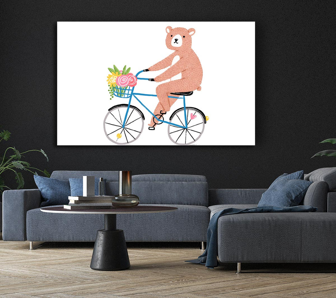  A Canvas Print of Bear Riding A Bike Canvas Art