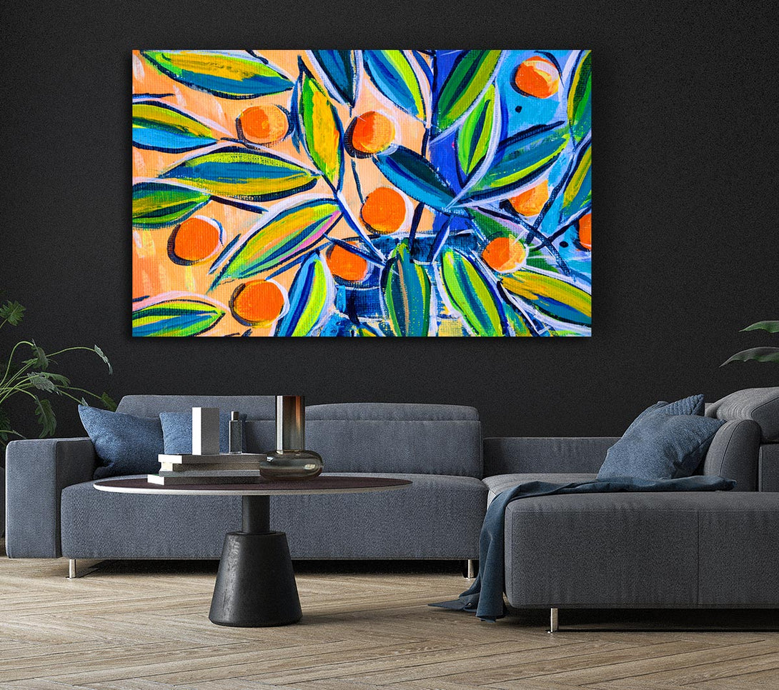  A Canvas Print of Bright Oranges On Tree Canvas Print