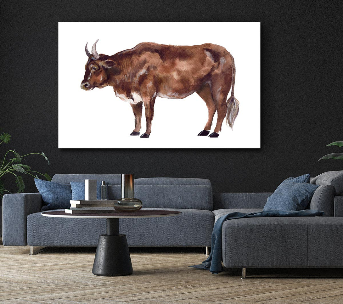 A Canvas Print of Big Brown Cow Canvas Art