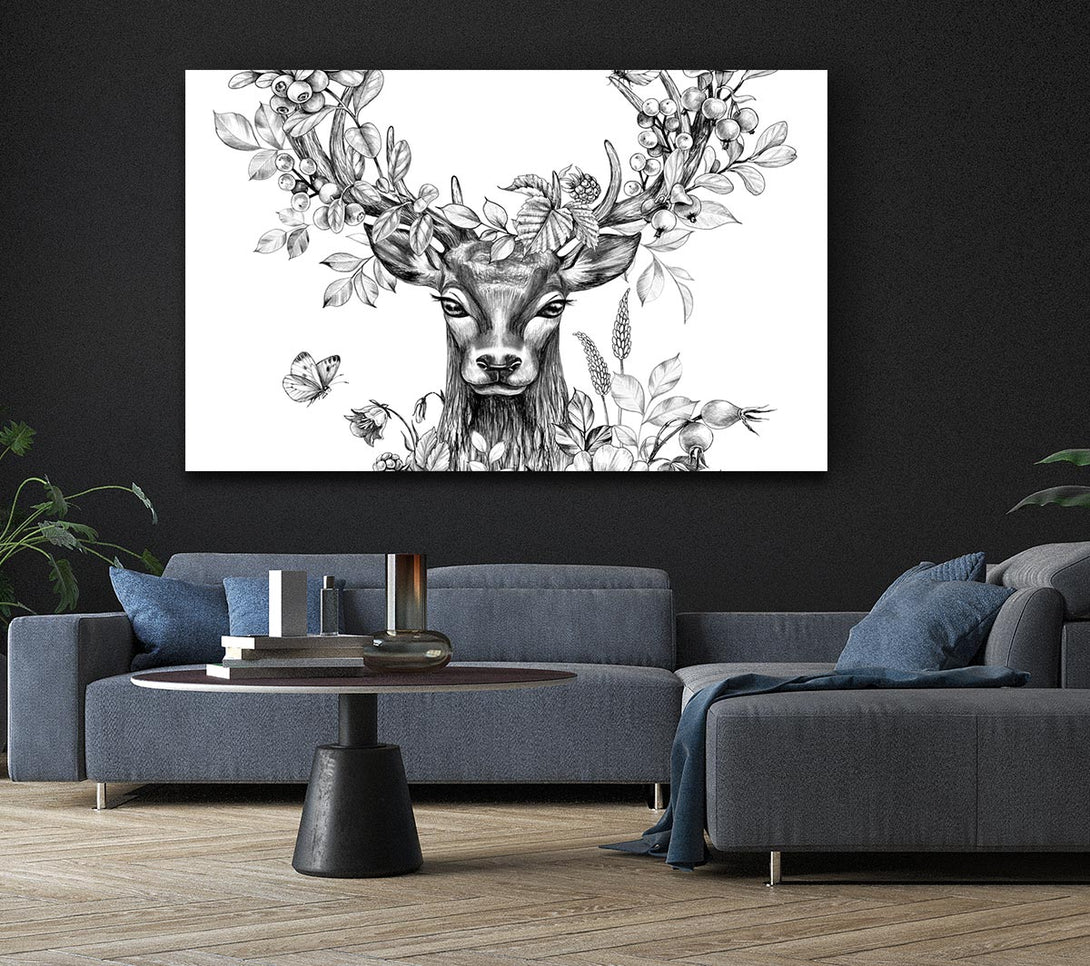  A Canvas Print of The Floral Deer Canvas Art