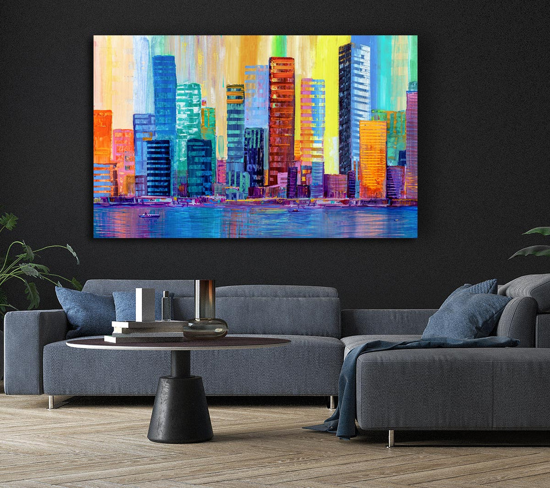  A Canvas Print of Warm And Cool City Lights Canvas Print