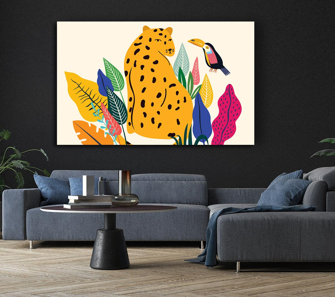  A Canvas Print of Mid Century Leopard Canvas Print