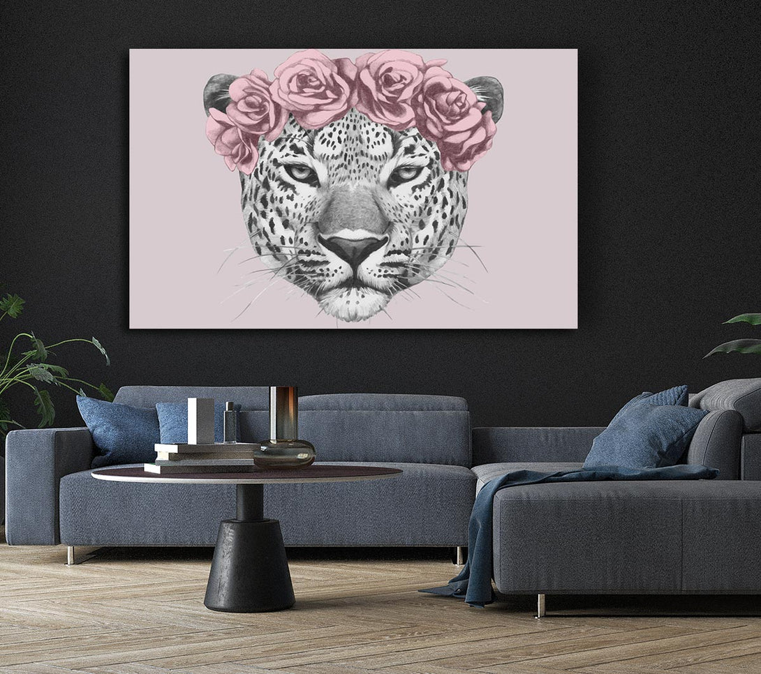  A Canvas Print of The Rose Head Leopard Canvas Print