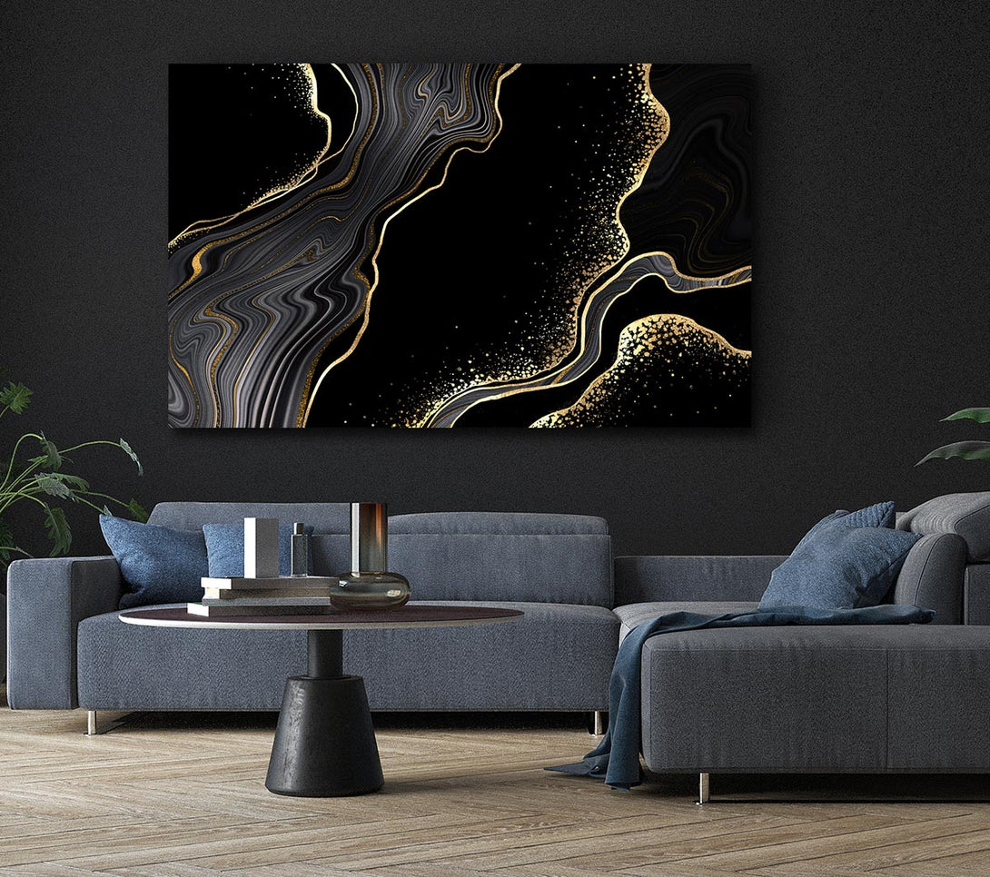  A Canvas Print of Black And Gold Flakes Canvas Wall Art