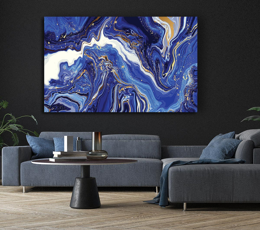  A Canvas Print of Blue And White Paint Mix Canvas Art