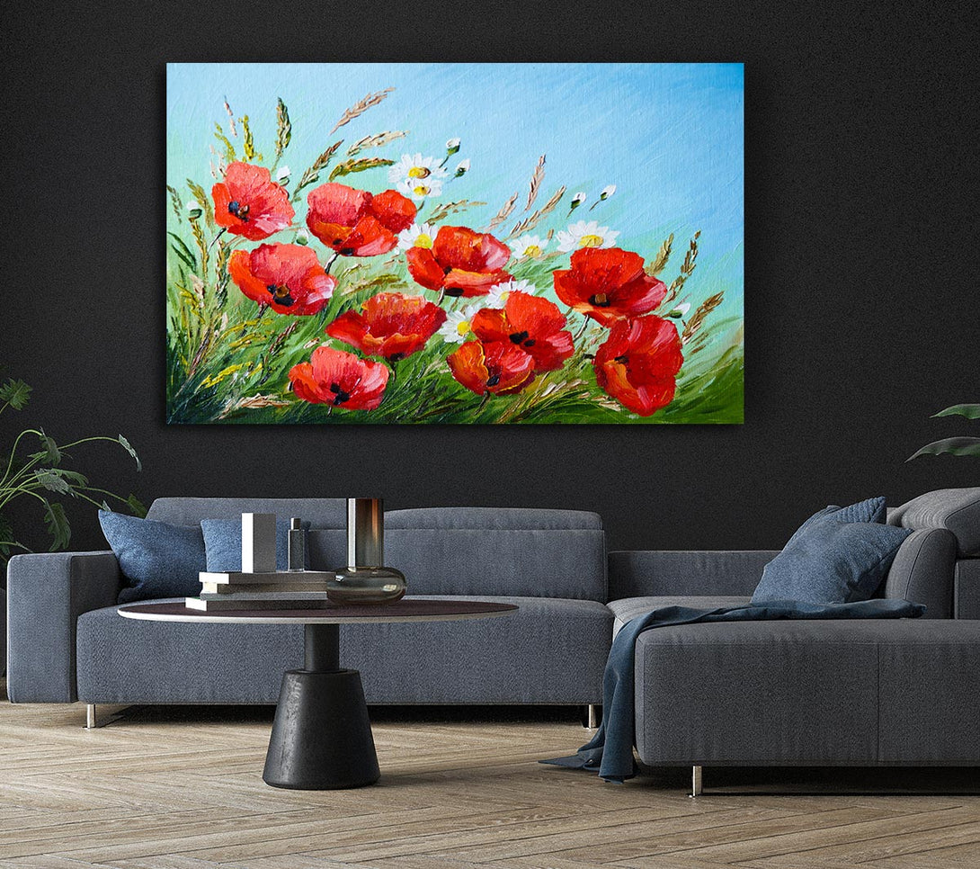  A Canvas Print of Poppies Under The Blue Sky Dream Canvas Art