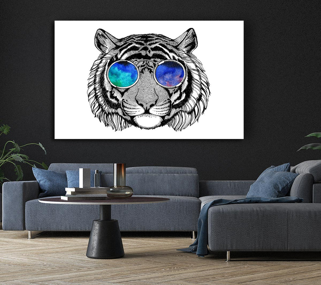  A Canvas Print of Glasses On A Tiger Hipster Canvas Art