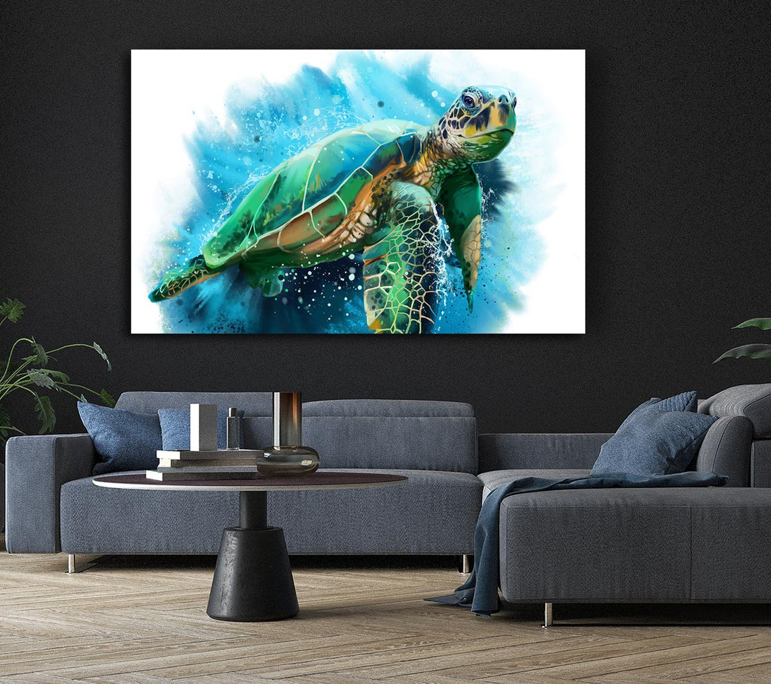  A Canvas Print of The Sea Turtle Watercolour Canvas Wall Art