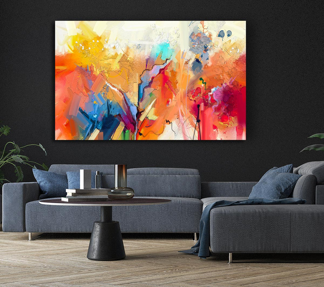  A Canvas Print of Colour Spill Flowers Canvas Print
