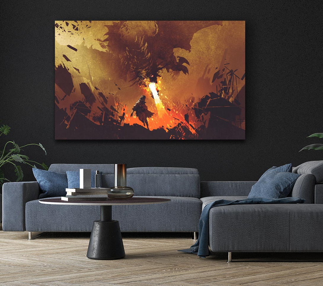  A Canvas Print of Fighting The Fire Dragon Canvas Print