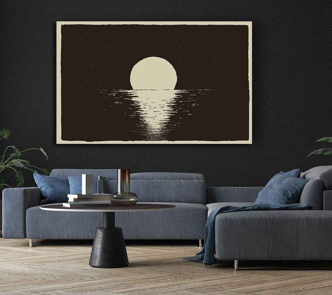  A Canvas Print of The Moon At Night Sea Canvas Print