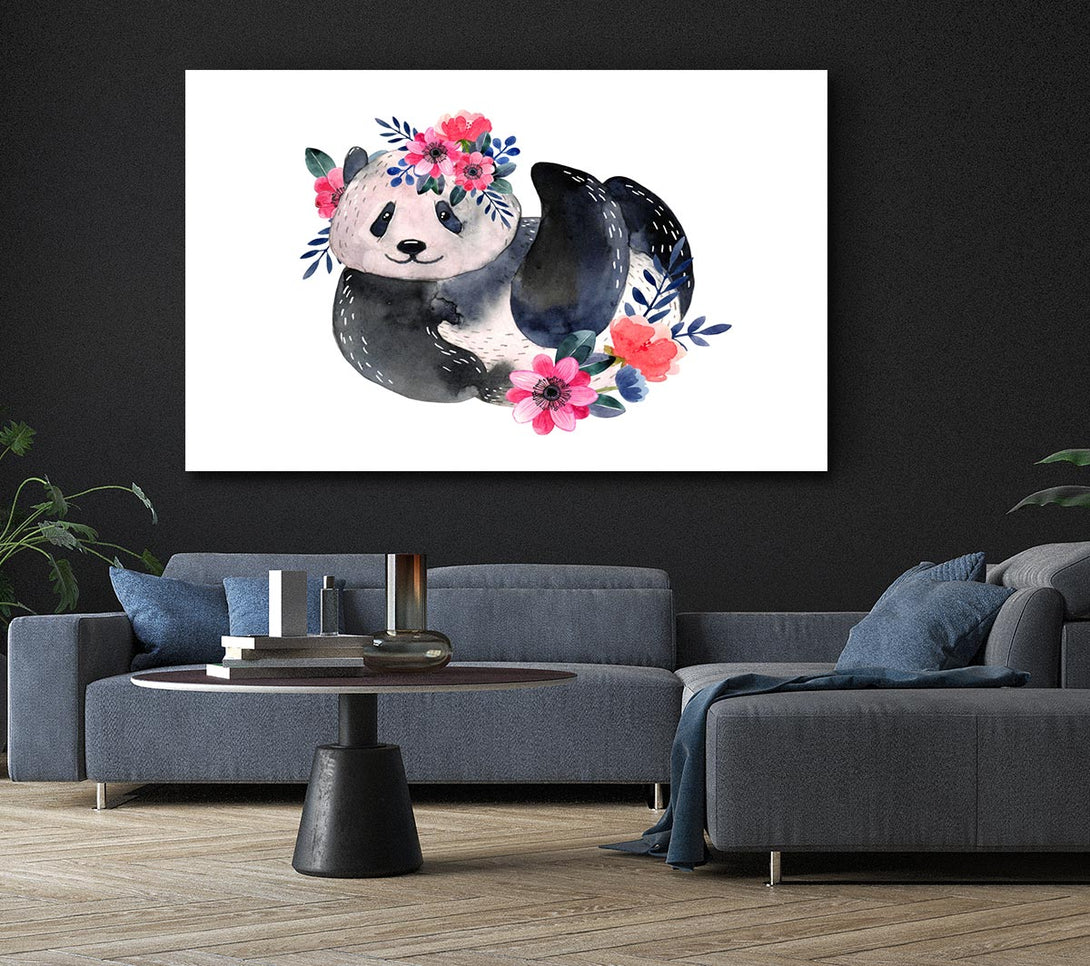  A Canvas Print of Cute Floral Panda Canvas Art