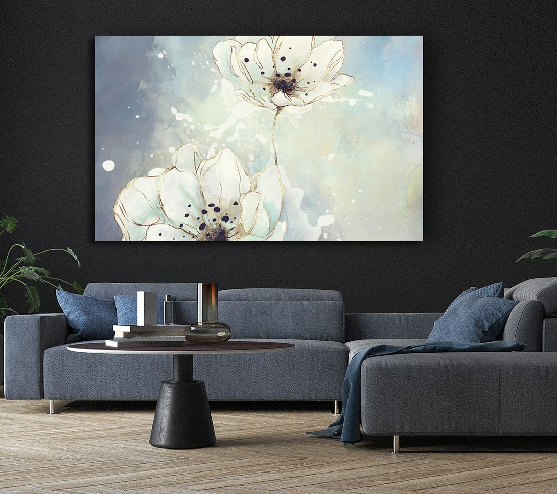  A Canvas Print of White Flowers In Abstract Canvas Art
