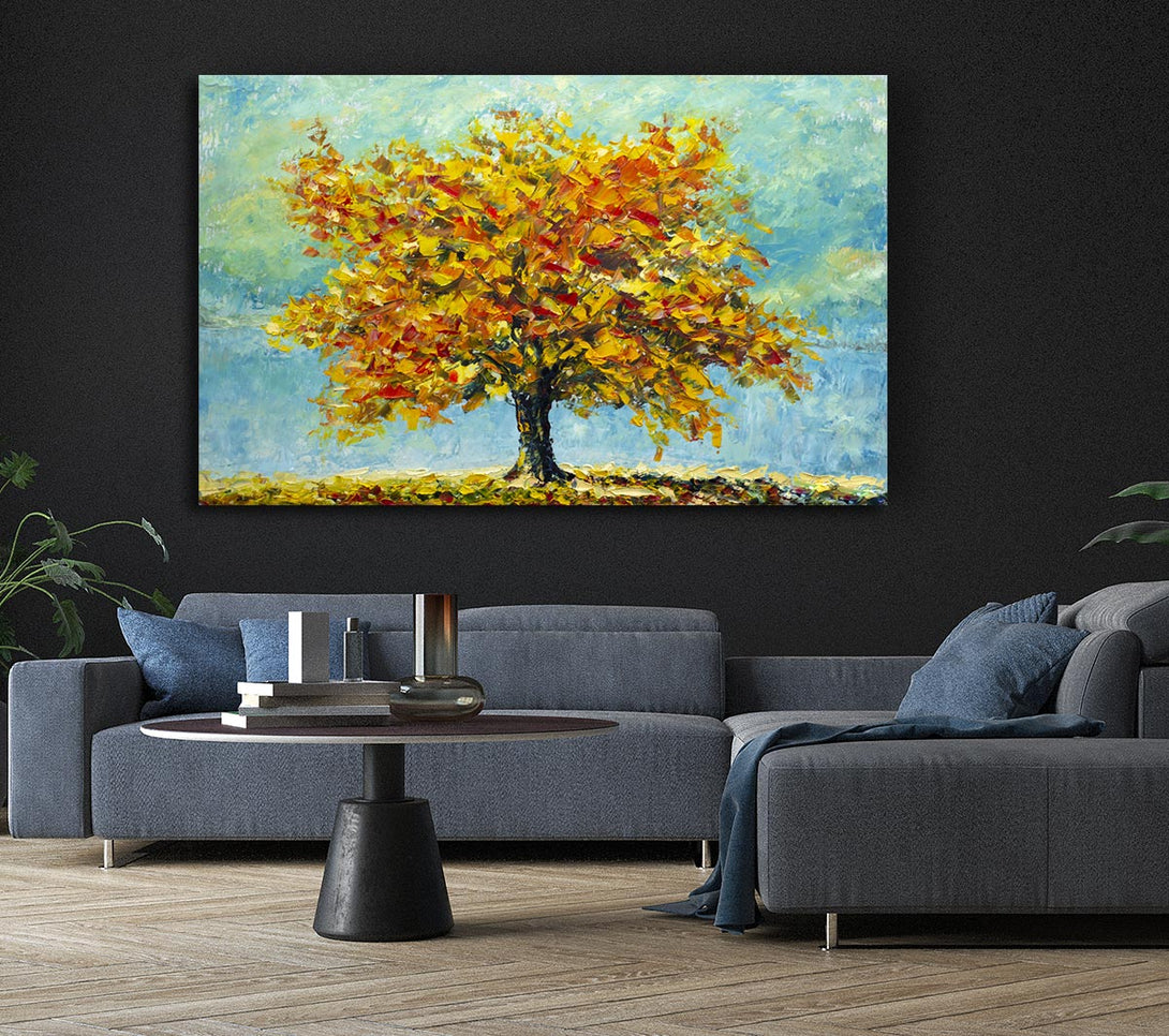  A Canvas Print of Tree Burns Orange Canvas Wall Art