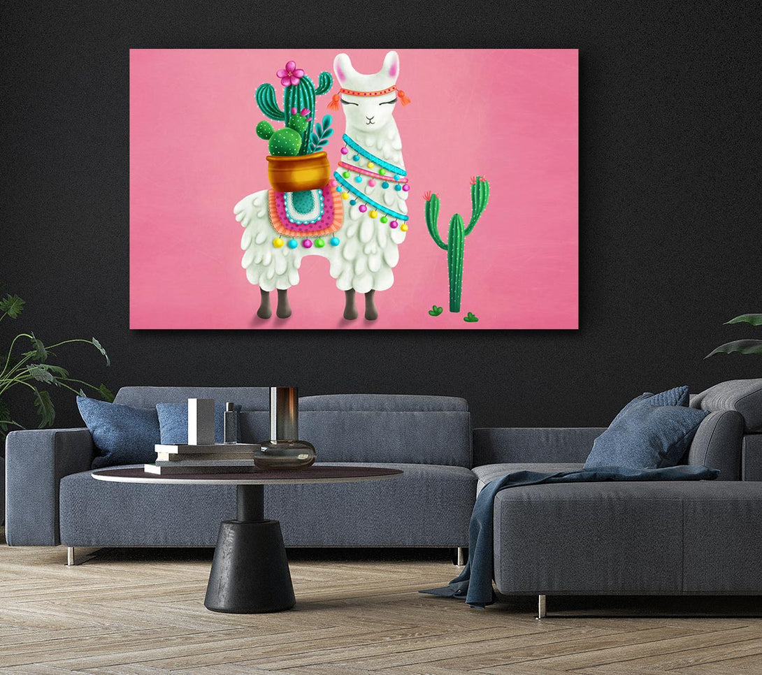  A Canvas Print of Llama Carrying Cactus Canvas Art