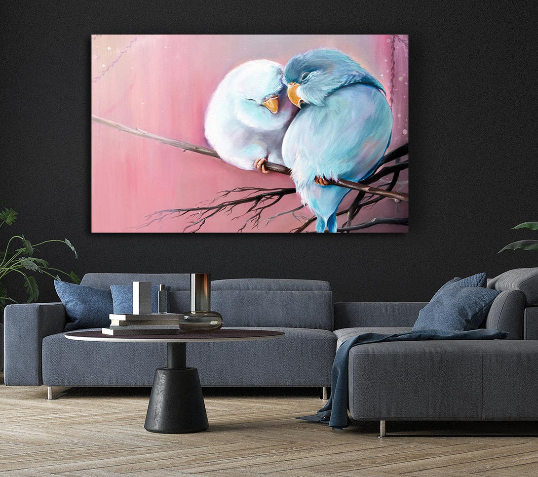  A Canvas Print of Two Love Birds On A Branch Canvas Art
