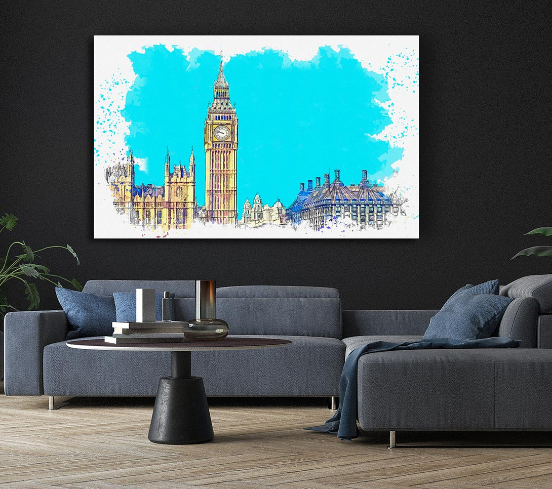  A Canvas Print of London Big Ben Splatter Canvas Wall Art