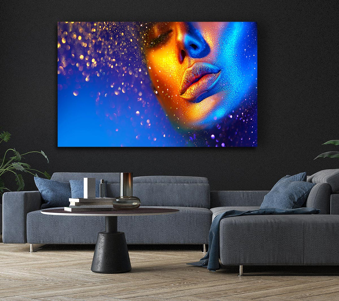  A Canvas Print of Gold And Blue Face Canvas Wall Art