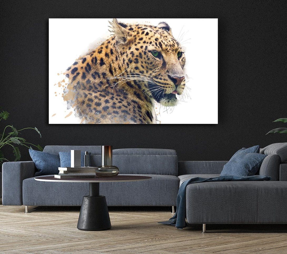  A Canvas Print of Watercolor Splash Leopard Canvas Wall Art