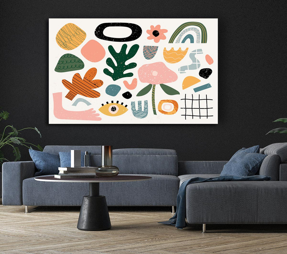  A Canvas Print of Modern Shapes And Flowers Canvas Wall Art