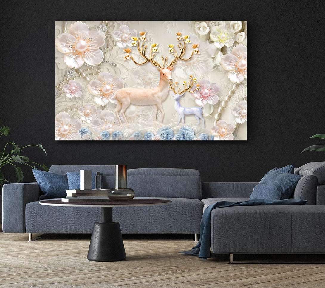  A Canvas Print of The Majestic Deer And Doe Canvas Wall Art