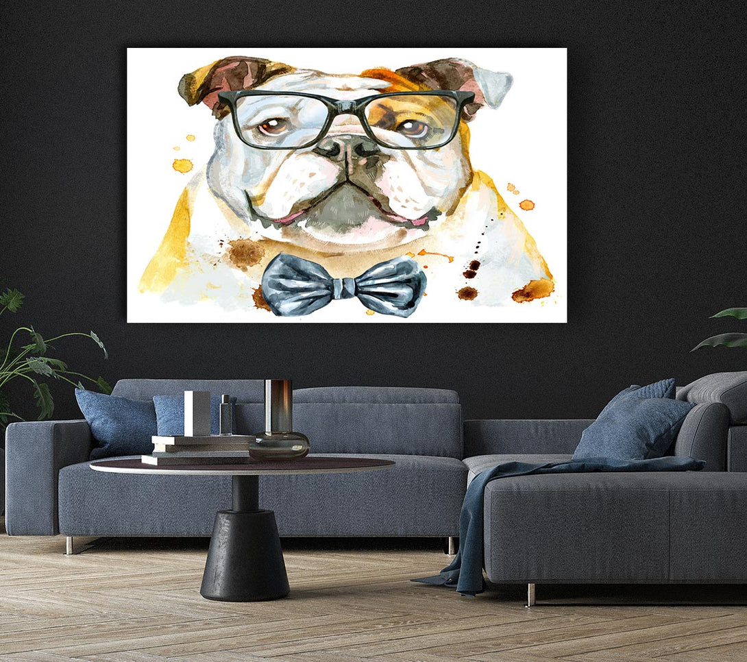  A Canvas Print of The Bulldog With Glasses Canvas Wall Art