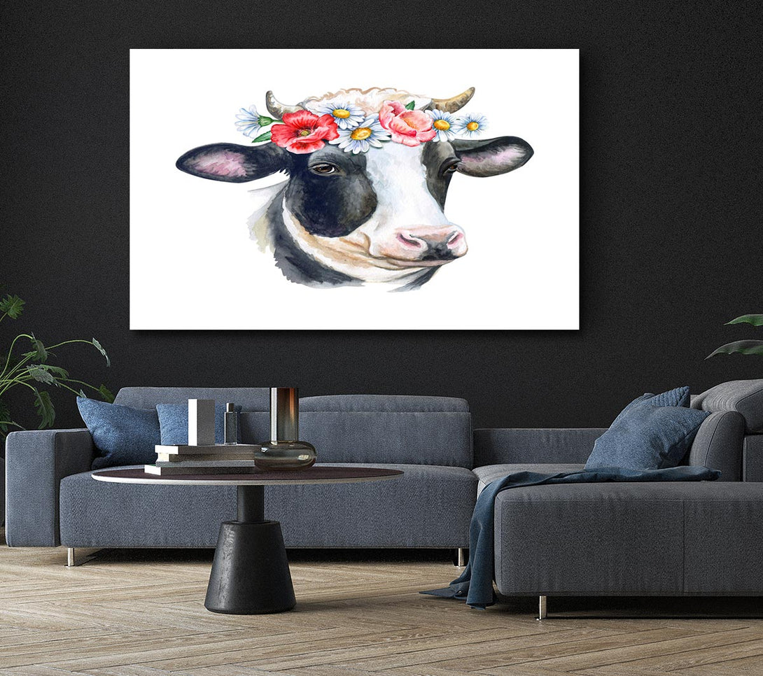  A Canvas Print of Flower Girl Cow Canvas Art
