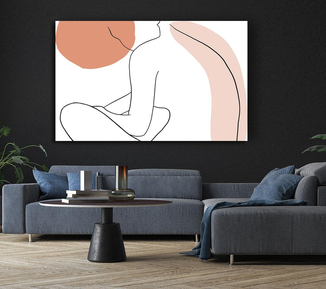  A Canvas Print of The Sitting Woman Line Drawing Canvas Wall Art