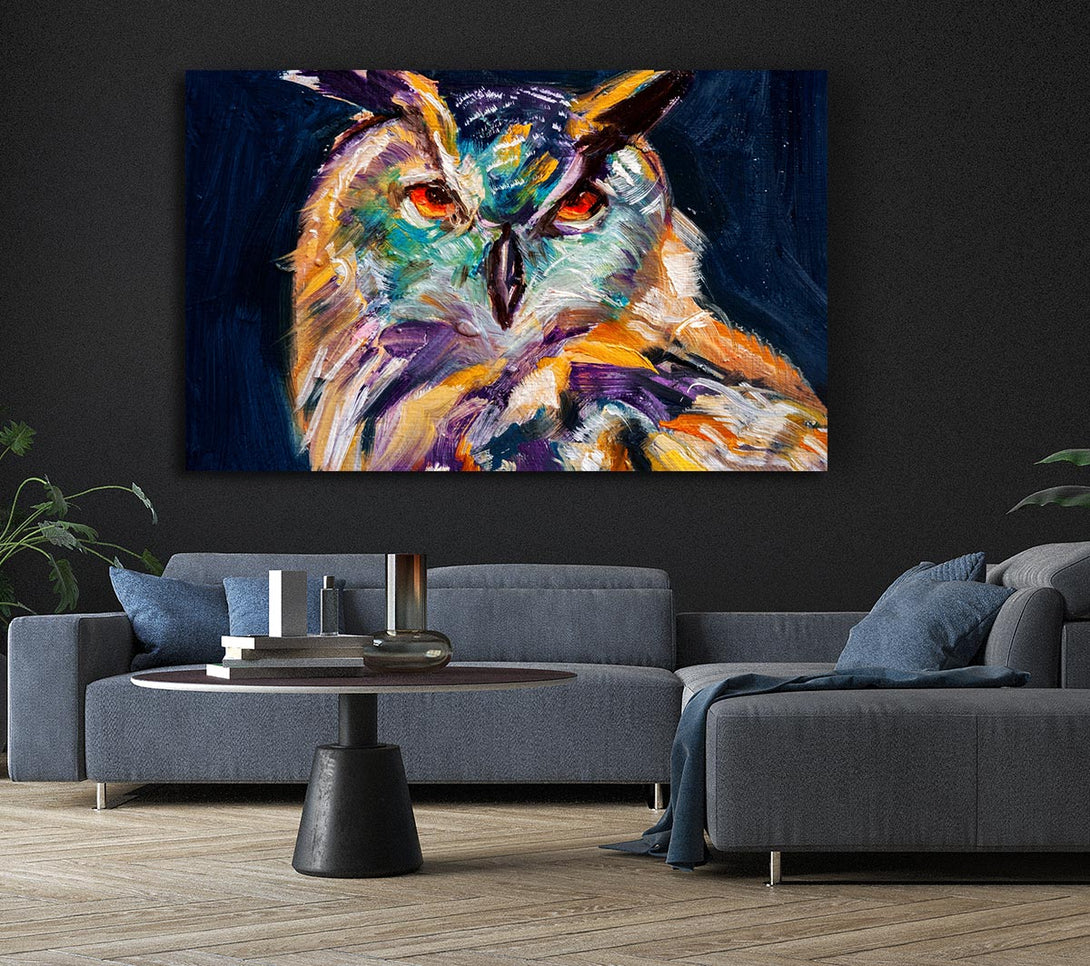  A Canvas Print of The Vivid Owl Stare Canvas Print