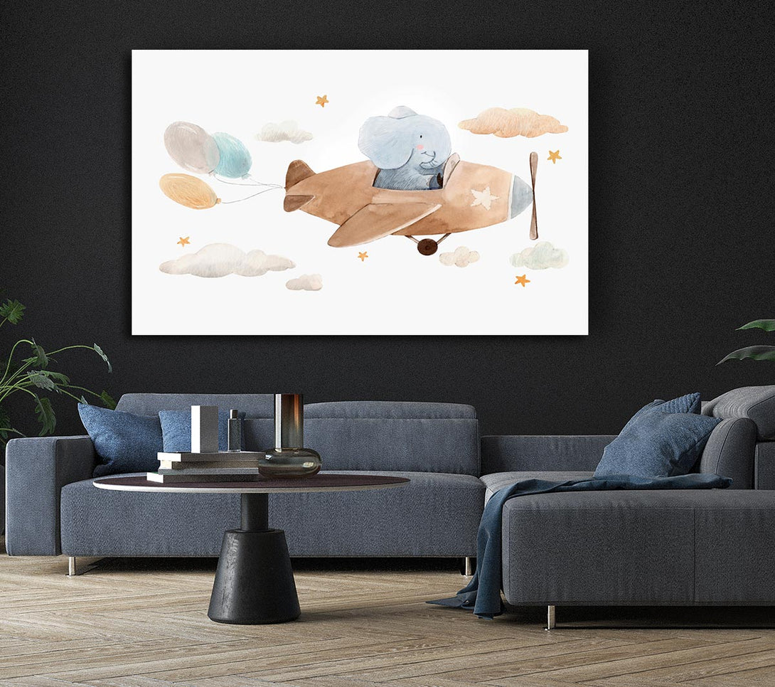  A Canvas Print of Elephant Riding Plane Canvas Art
