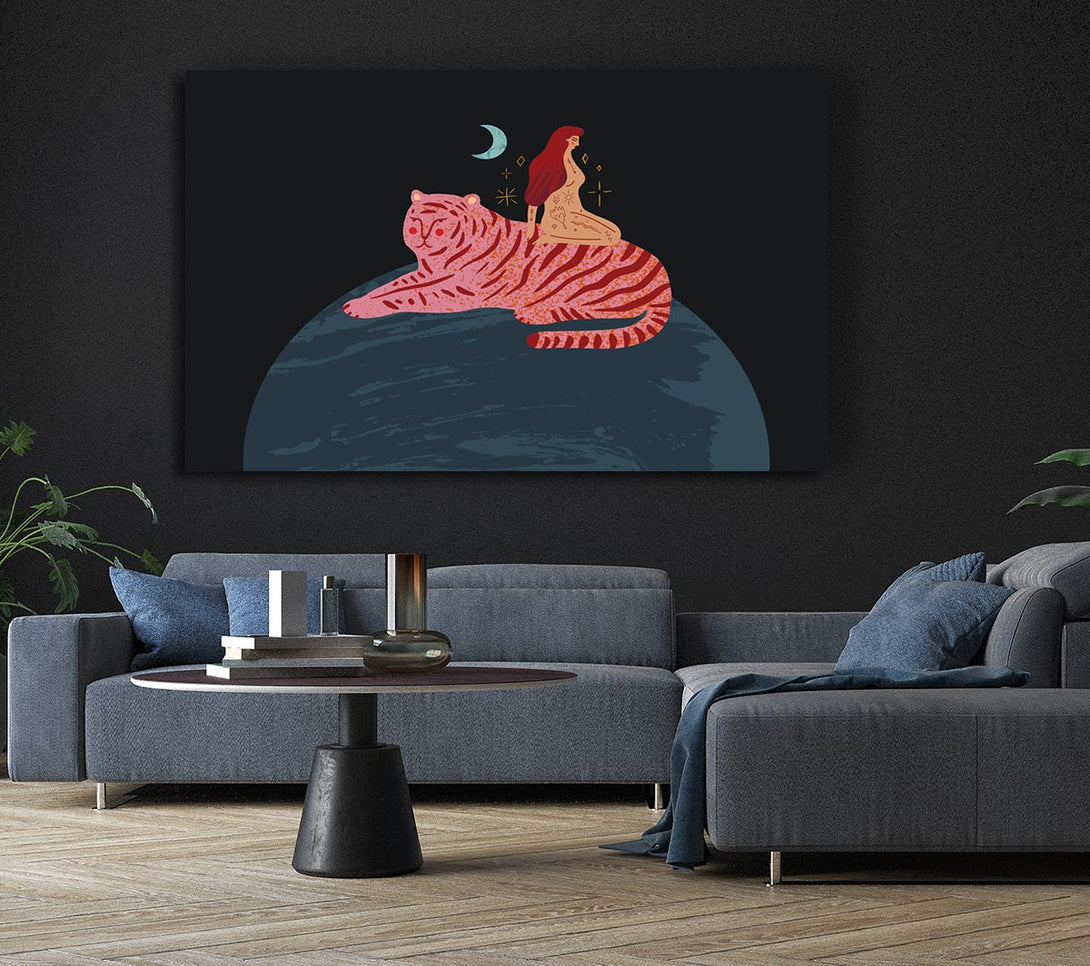  A Canvas Print of Woman And Tiger Planet Canvas Print