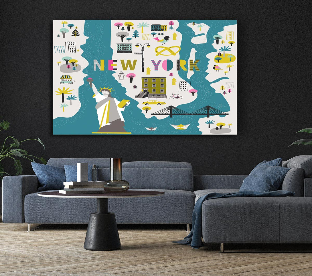  A Canvas Print of The Little Map Of New York Canvas Art