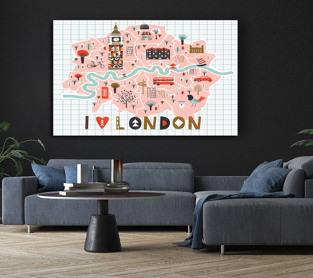  A Canvas Print of The Little Map Of London 2 Canvas Art