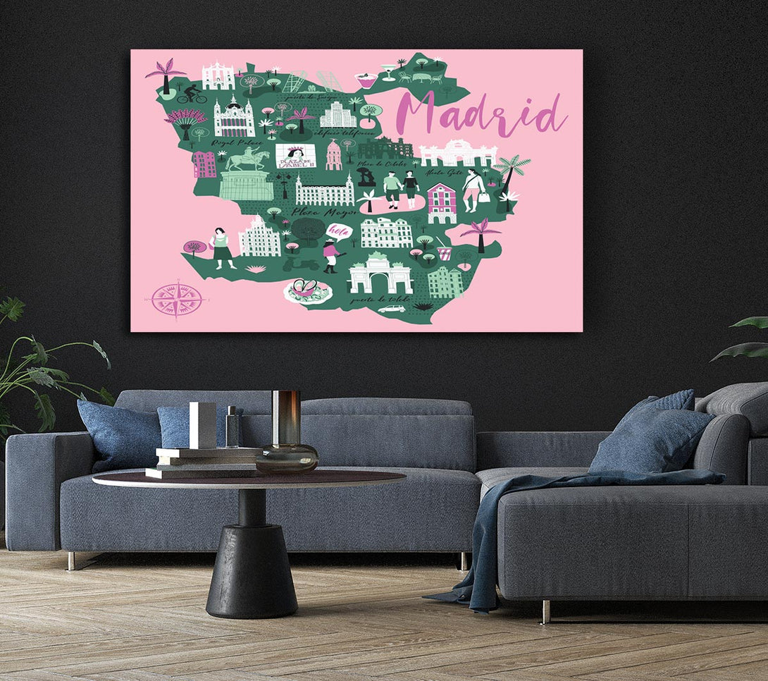  A Canvas Print of The Little Map Of Madrid Canvas Print
