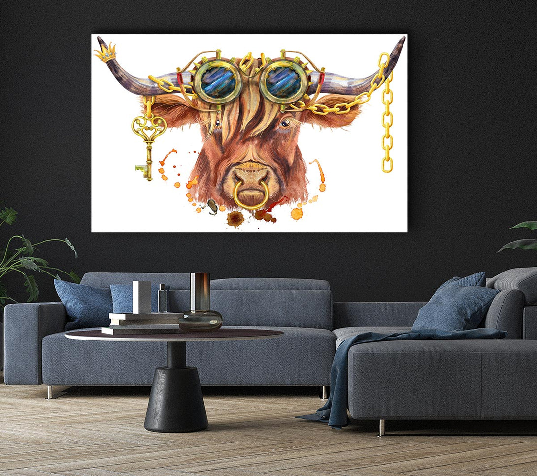  A Canvas Print of The Highland Cow Goggles Canvas Art