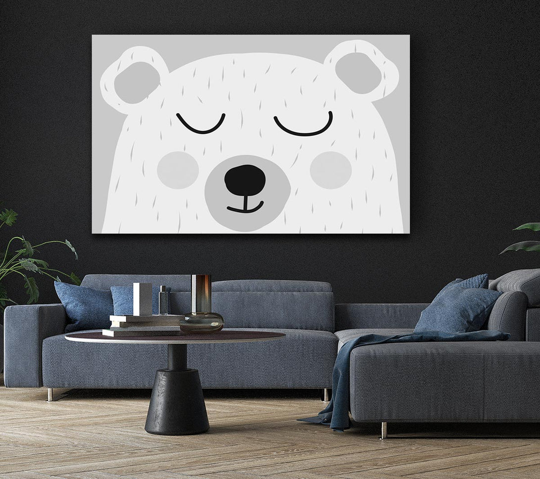  A Canvas Print of The Cute Bear Head Grey Canvas Wall Art