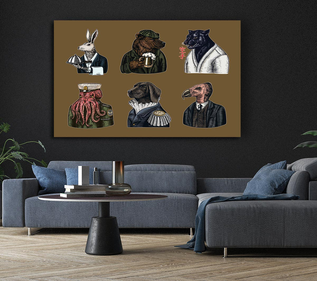  A Canvas Print of Six Vintage Animal People Canvas Print
