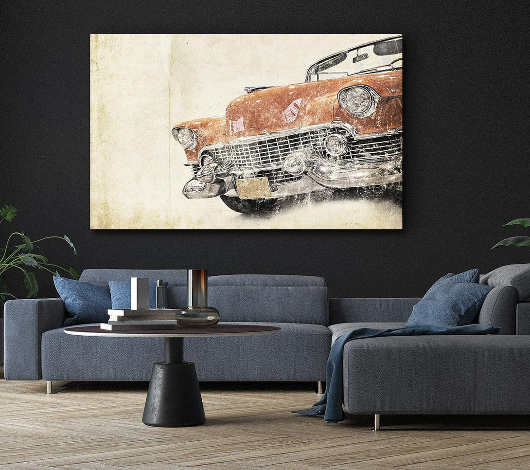  A Canvas Print of American Muscle Car Watercolour Canvas Print