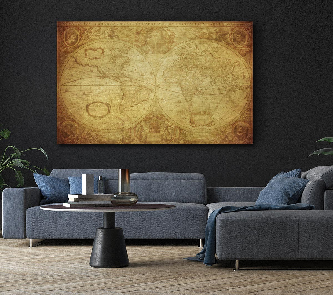  A Canvas Print of The Map Of The World Vintage Canvas Print