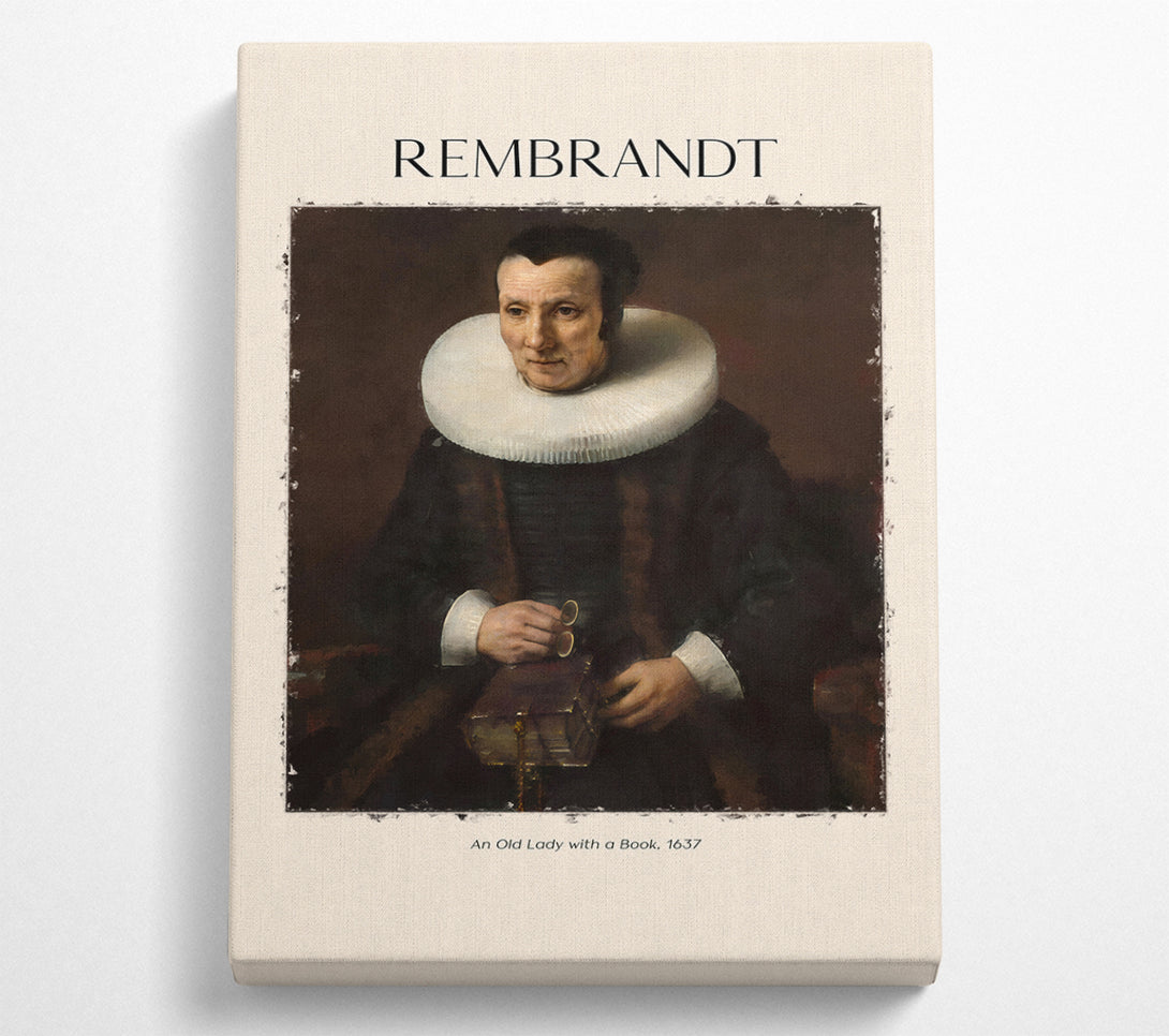 A Square Canvas Print Showing An Old Lady With A Book, 1637 By Rembrandt Square Wall Art