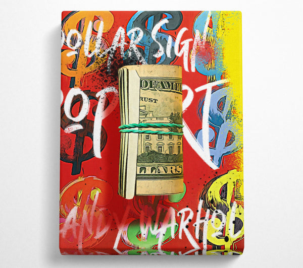  A Canvas Print of Andy Warhol Dollar Bill Rolled Canvas Wall Art